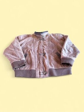 Vintage Brandon Thomas Distressed Leather Clasp Bomber Jacket Women’s Size M